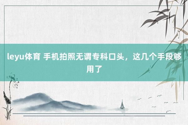 leyu体育 手机拍照无谓专科口头，这几个手段够用了