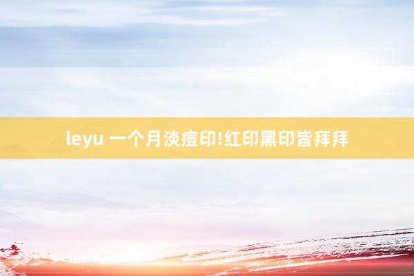 leyu 一个月淡痘印!红印黑印皆拜拜